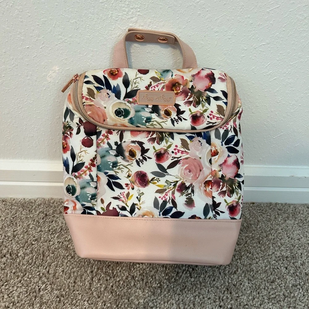 Itzy Ritzy blush pink floral milk bottle storage bag